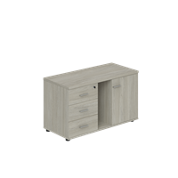 WN.203.OD.L / Тумба опорная (мобильная) с 3-мя ящиками + замок, распашным фасадом и нишей, левая 1004х462х581 / дуб темный