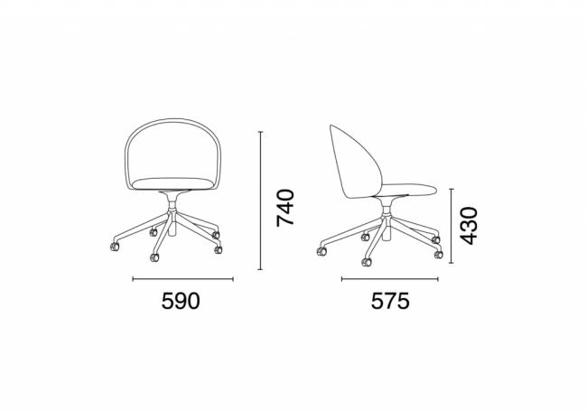 Стул офисный на колесах Glera-S Chief 590х575х740 мм Стул офисный на колесах Glera-S Chief 590х575х740 мм