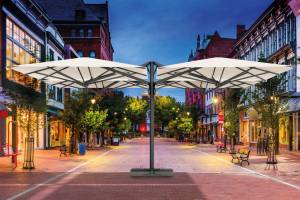 Зонт профессиональный четырехкупольный 6х6 м Galaxia Quattro Carbon антрацит, белый 6000х6000 мм