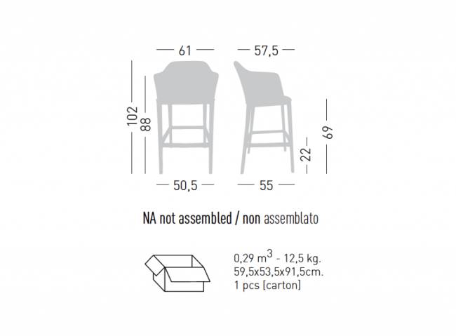 Кресло полубарное с обивкой Manaa 69 600х575х1120 мм