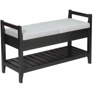 Скамья для прихожей Н с ящиком, ткань серый, каркас венге