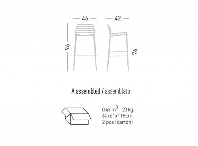 Стул металлический барный Link черный 460х420х960 мм