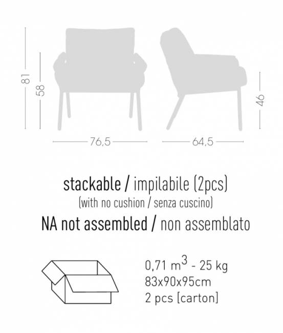 Кресло с обивкой Coachella 765х645х810 мм