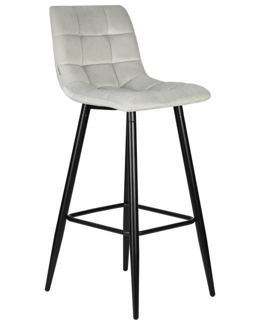 Стул барный DOBRIN NICOLE, черные матовые ножки, светло-серый велюр (108-52)