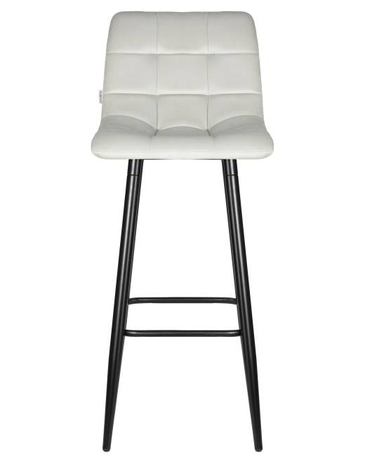 Стул барный DOBRIN NICOLE, черные матовые ножки, светло-серый велюр (108-52)