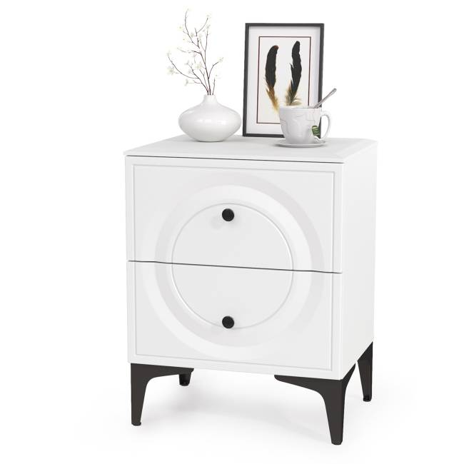 Комплект белой мебели для спальни Валенсия № 35 цвет белый шагрень/чёрный