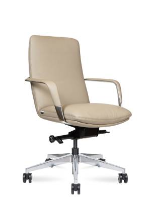 Кресло офисное / Нэо LB / Neo LB / латте кожа / алюминевая база