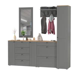 Остин мебель в прихожую № 57 цвет серый графит/дуб крафт золотой