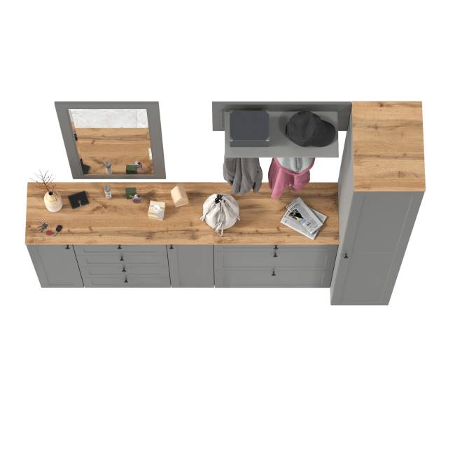 Остин мебель в прихожую № 57 цвет серый графит/дуб крафт золотой