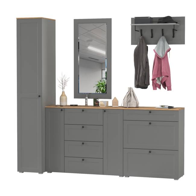 Остин мебель в прихожую № 57 цвет серый графит/дуб крафт золотой