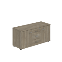 WN.202.DM / Тумба опорная (мобильная) с 3-мя ящиками + замок и 2-мя распашными фасадами 1204х462х581 / дуб модена