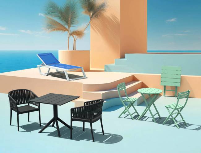 Стол пластиковый Paris Table 80 черный 800х800х740 мм Стол пластиковый Paris Table 80 черный 800х800х740 мм