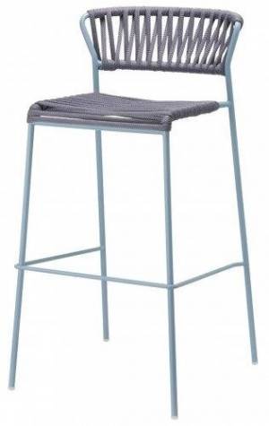 Стул полубарный плетеный Lisa Filo голубой, антрацит 500х500х880 мм