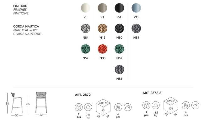 Стул полубарный плетеный Lisa Filo голубой, антрацит 500х500х880 мм