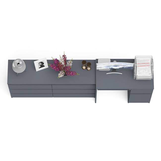 Комод Мори МК1380 6 выдвижных ящиков с компьютерным столом МС-1 правый цвет графит