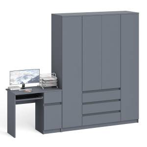 Стол компьютерный МС-1 правый и шкаф МШ1600 Мори цвет графит