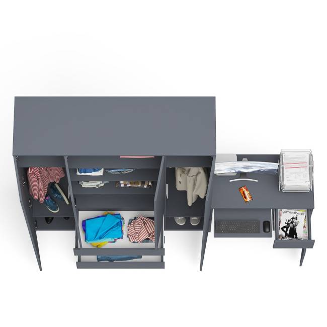 Стол компьютерный МС-1 правый и шкаф МШ1600 Мори цвет графит