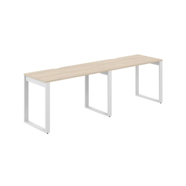 AG.171.AR.V.72.WH / Рабочая станция s-b-s 2400х600х750 / профиль О-образный: 70х20 белый; столешница с вырезом; столешница: акация равелло