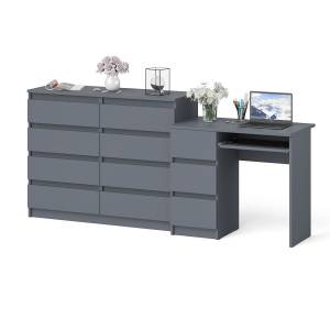 Комод Мори 1200-8 и стол компьютерный МС-6 3 ящика слева цвет графит