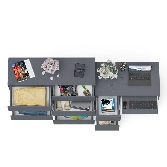 Комод Мори 1200-8 и стол компьютерный МС-6 3 ящика слева цвет графит