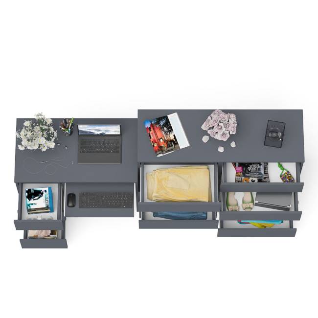 Комод Мори 1200-8 и стол компьютерный МС-6 3 ящика слева цвет графит