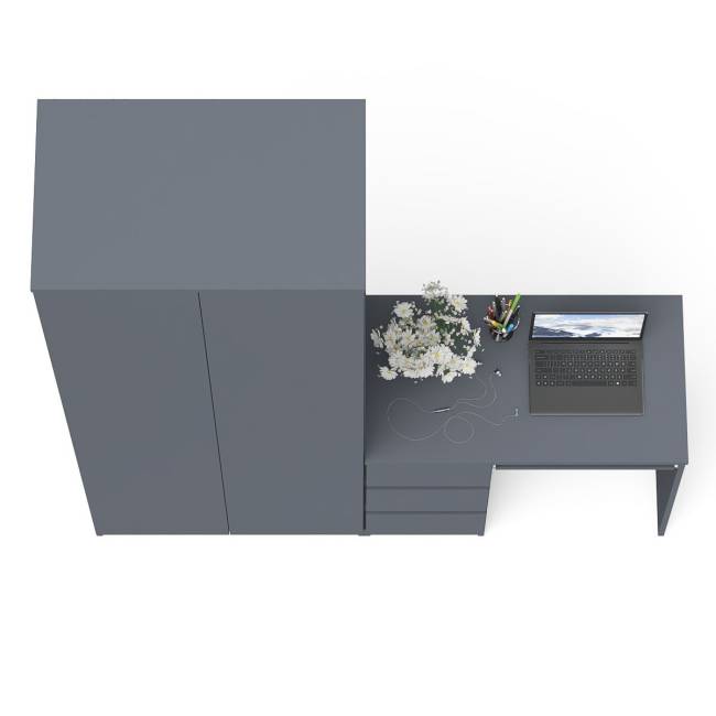 Шкаф две двери Мори МШ800.1 и компьютерный стол МС-6 ящики слева цвет графит