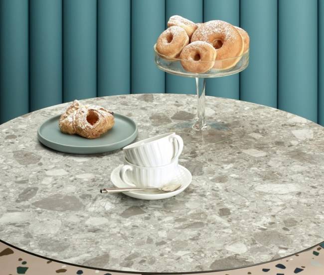 Стол ламинированный барный Tripe оливковый, зернистый Ø600х1100 мм