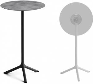 Стол ламинированный барный складной Tripe Folding черный, цементный Ø600х1100 мм