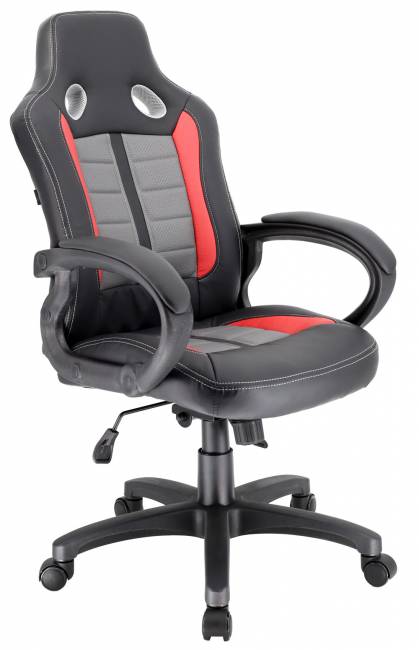 Кресло Everprof Forsage TM Экокожа черно/красно/серый