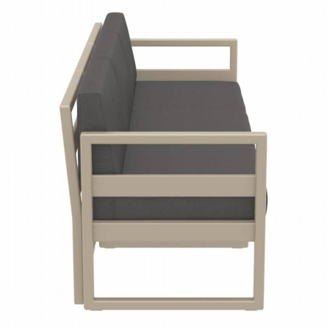 Диван пластиковый трехместный с подушками Mykonos XL бежевый, темно-серый 2000х720х750 мм