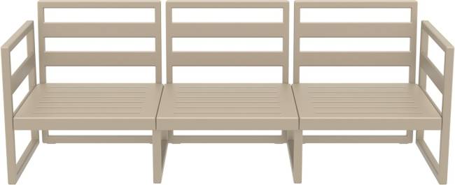 Диван пластиковый трехместный с подушками Mykonos XL бежевый, темно-серый 2000х720х750 мм