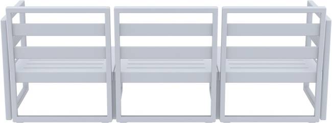 Диван пластиковый трехместный с подушками Mykonos XL серебристый, бежевый 2000х720х750 мм