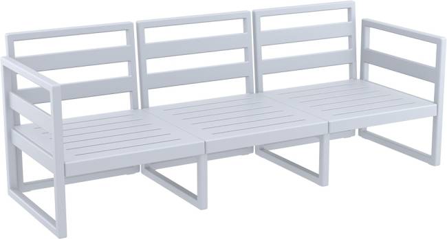 Диван пластиковый трехместный с подушками Mykonos XL серебристый, бежевый 2000х720х750 мм