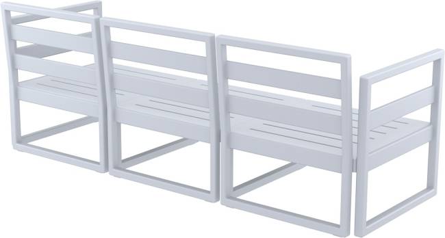 Диван пластиковый трехместный с подушками Mykonos XL серебристый, бежевый 2000х720х750 мм