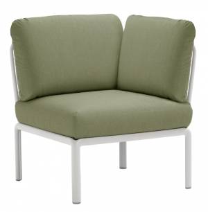 Модуль угловой пластиковый с подушками Komodo Elemento Angolo белый, джунгли 720х780х880 мм