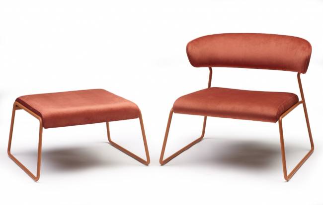 Пуф с обивкой Lisa Lounge Pouf терракотовый, красный 630х550х350 мм