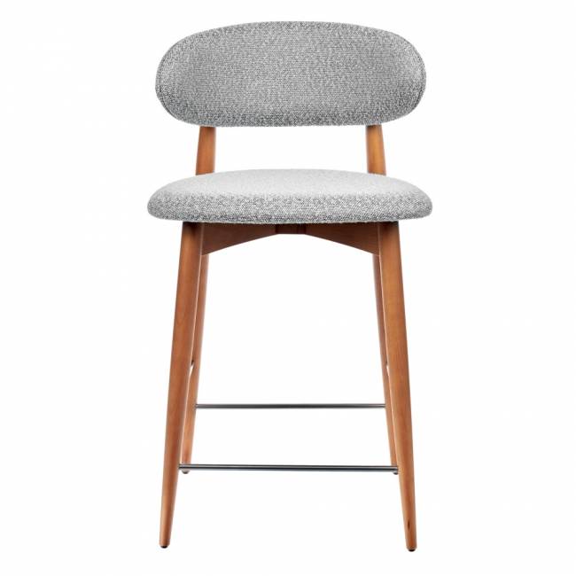 Стул полубарный Lucas светло-серый букле, ножки цвета орех