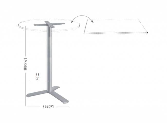 Подстолье металлическое барное BGA3L 740х740х1100 мм