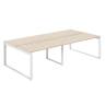 AG.144.AR.L.72.WH  / Рабочая станция 2400х1438х750  / профиль О-образный: 70х20 белый; лючок: серебро; столешница: акация равелло