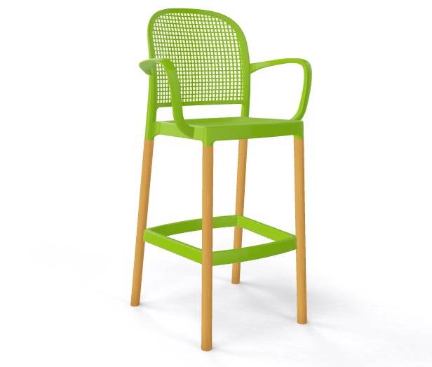 Кресло пластиковое барное Panama BLB зеленый 580х590х1140 мм