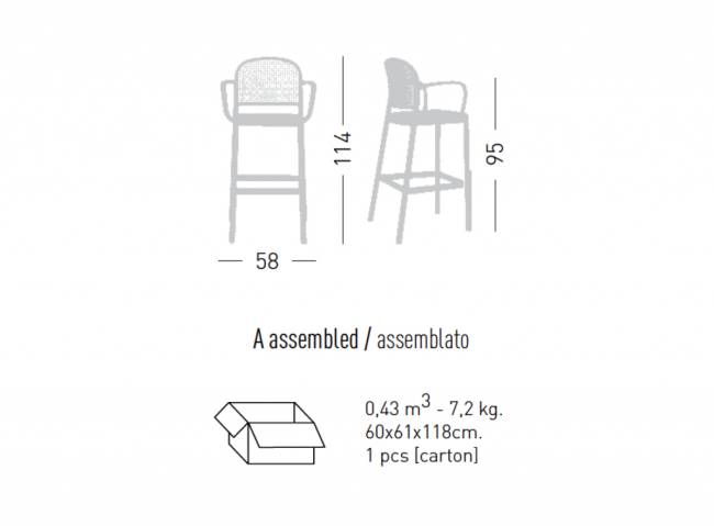 Кресло пластиковое барное Panama BLB зеленый 580х590х1140 мм