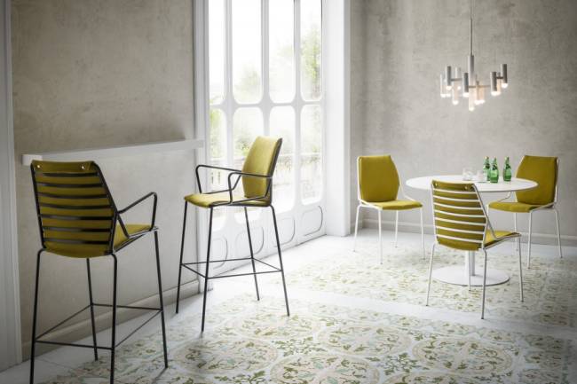 Стул металлический барный Link серый 460х420х960 мм