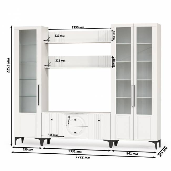 Валенсия гостиная № 61 цвет белый шагрень