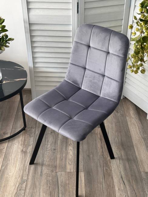 Стул РИЧИ, цвет H-14 Серый, велюр / черный каркас М-City