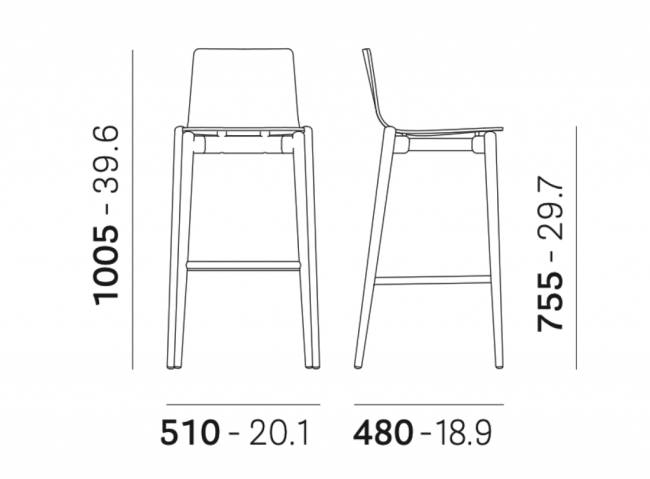 Стул барный с обивкой Malmo 510х480х1005 мм Стул барный с обивкой Malmo 510х480х1005 мм
