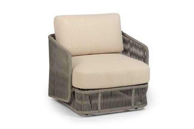 "Альбано" кресло плетеное из роупа, каркас алюминий светло-серый (RAL7035) муар, роуп серый меланж круглый, ткань Mossle светло-бежевая "Альбано" кресло плетеное из роупа, каркас алюминий светло-серый (RAL7035) муар, роуп серый меланж круглый, ткань Mossle светло-бежевая