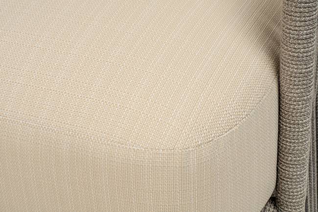 "Альбано" кресло плетеное из роупа, каркас алюминий светло-серый (RAL7035) муар, роуп серый меланж круглый, ткань Mossle светло-бежевая "Альбано" кресло плетеное из роупа, каркас алюминий светло-серый (RAL7035) муар, роуп серый меланж круглый, ткань Mossle светло-бежевая