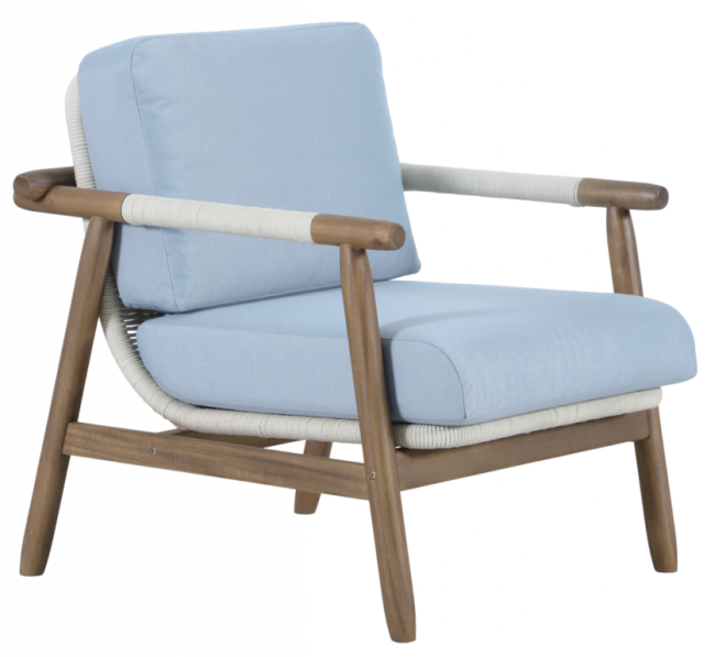 Комплект плетеной лаунж-мебели на 4 персоны Apoyo грецкий орех, голубой, белый