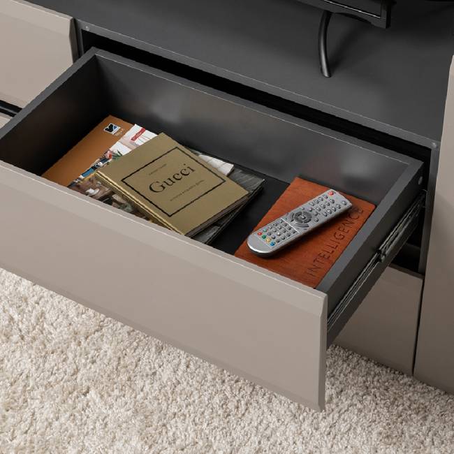 Две открытых полки Сидней и ТВ-тумба цвет антрацит/МДФ веллюто капучино