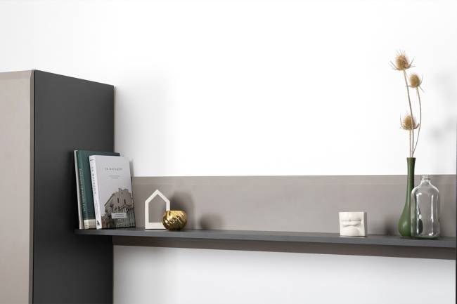 Две открытых полки Сидней и ТВ-тумба цвет антрацит/МДФ веллюто капучино